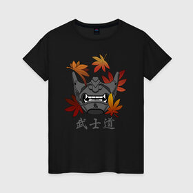 Женская футболка хлопок с принтом Бусидо в Тюмени, 100% хлопок | прямой крой, круглый вырез горловины, длина до линии бедер, слегка спущенное плечо | budo | bushido | demon | ghost of tsushima | japan | katana | ninja | oni | samurai | shinobi | style | анбу | будо | бусидо | демон | иероглифы | катана | клен | ниндзя | они | призрак цусимы | самурай | тенгу | тэнгу | шиноби | японская м