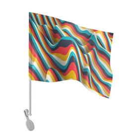 Флаг для автомобиля с принтом Цветные волны в Тюмени, 100% полиэстер | Размер: 30*21 см | abstract | color | waves | абстракция | волны