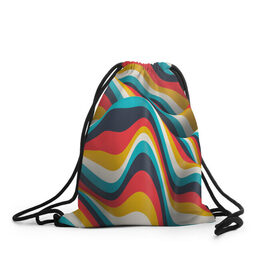 Рюкзак-мешок 3D с принтом Цветные волны в Тюмени, 100% полиэстер | плотность ткани — 200 г/м2, размер — 35 х 45 см; лямки — толстые шнурки, застежка на шнуровке, без карманов и подкладки | abstract | color | waves | абстракция | волны