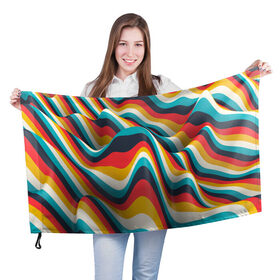 Флаг 3D с принтом Цветные волны в Тюмени, 100% полиэстер | плотность ткани — 95 г/м2, размер — 67 х 109 см. Принт наносится с одной стороны | abstract | color | waves | абстракция | волны