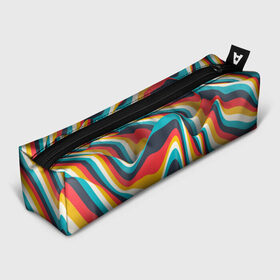 Пенал 3D с принтом Цветные волны в Тюмени, 100% полиэстер | плотная ткань, застежка на молнии | abstract | color | waves | абстракция | волны