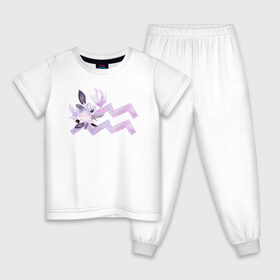 Детская пижама хлопок с принтом Водолей в Тюмени, 100% хлопок |  брюки и футболка прямого кроя, без карманов, на брюках мягкая резинка на поясе и по низу штанин
 | Тематика изображения на принте: астрология | знаки зодиака | зодиак | созвездие | фиолетовый | цикл