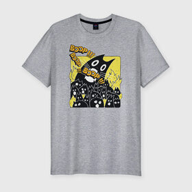Мужская футболка хлопок Slim с принтом Pop Cat в Тюмени, 92% хлопок, 8% лайкра | приталенный силуэт, круглый вырез ворота, длина до линии бедра, короткий рукав | pop cat | wide mouthed popping cat | арты | буп | мемы