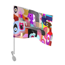 Флаг для автомобиля с принтом Геометрия лиц в Тюмени, 100% полиэстер | Размер: 30*21 см | color abstraction | faces | geometry | heads | people | shapes | textures | vector | вектор | геометрия | головы | лица | люди | текстуры | фигуры | цветная абстракция