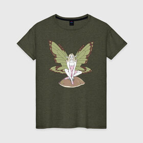 Женская футболка хлопок с принтом Fairy Фея в Тюмени, 100% хлопок | прямой крой, круглый вырез горловины, длина до линии бедер, слегка спущенное плечо | волшебство | крылья | магия | сказочные существа | феи