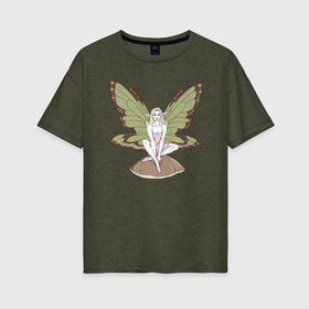 Женская футболка хлопок Oversize с принтом Fairy Фея в Тюмени, 100% хлопок | свободный крой, круглый ворот, спущенный рукав, длина до линии бедер
 | волшебство | крылья | магия | сказочные существа | феи