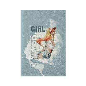 Обложка для паспорта матовая кожа с принтом Girl Power в Тюмени, натуральная матовая кожа | размер 19,3 х 13,7 см; прозрачные пластиковые крепления | 8 марта | girl power | бабушка | весна | гортензия | девочка | девушке | женская сила | женский | мама | подарок | тренд | феминизм | цветы