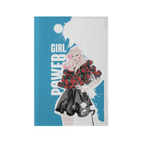 Обложка для паспорта матовая кожа с принтом Girl Power в Тюмени, натуральная матовая кожа | размер 19,3 х 13,7 см; прозрачные пластиковые крепления | 8 марта | girl power | бабушка | весна | гортензия | девочка | девушке | женская сила | женский | мама | подарок | тренд | феминизм | цветы