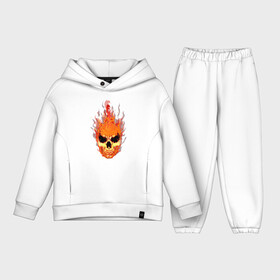 Детский костюм хлопок Oversize с принтом fire flame skull в Тюмени,  |  | art | body | bones | dead | drawing | face | fire | graffiti | head | roses | silent | skeleton | skul | skull | ад | арт | голова | граффити | зло | индеец | кости | огонь | перья | розы | рок | скелет | скул | скулл | три чер