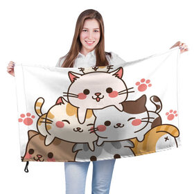 Флаг 3D с принтом Игривые кошки в Тюмени, 100% полиэстер | плотность ткани — 95 г/м2, размер — 67 х 109 см. Принт наносится с одной стороны | кошка королева | кошки | кошки love | с кошками | хитрая кошка