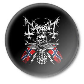 Значок с принтом MAYHEM в Тюмени,  металл | круглая форма, металлическая застежка в виде булавки | black metal | mayhem | блэк метал | группа | мейхем | метал | рок