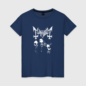 Женская футболка хлопок с принтом Mayhem в Тюмени, 100% хлопок | прямой крой, круглый вырез горловины, длина до линии бедер, слегка спущенное плечо | mayhem | блэк метал | зомби | исполнитель | майхем | монстр | музыка | рок | рок группа | чудовище