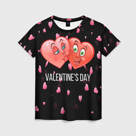 Женская футболка 3D с принтом Hearts в Тюмени, 100% полиэфир ( синтетическое хлопкоподобное полотно) | прямой крой, круглый вырез горловины, длина до линии бедер | 14 февраля | love | the 14th of february | valentine | день влюбленных | любовь | пара | святой валентин