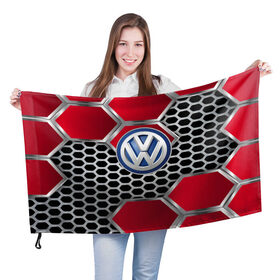 Флаг 3D с принтом VOLKSWAGEN в Тюмени, 100% полиэстер | плотность ткани — 95 г/м2, размер — 67 х 109 см. Принт наносится с одной стороны | auto | car | motor | sport | sport car | tegunvtegcar | авто | машина | спорт | спорт кар