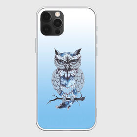 Чехол для iPhone 12 Pro Max с принтом совушка на ветке рисунок в Тюмени, Силикон |  | ветка | градиент | дудлинг | минимализм | небесный | птица | птичка | рисунок | сова | совенок | совушка | сыч | филин