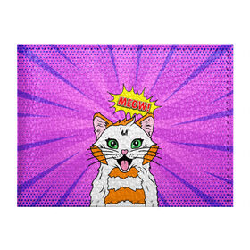 Обложка для студенческого билета с принтом Meow Pop Art Cat в Тюмени, натуральная кожа | Размер: 11*8 см; Печать на всей внешней стороне | Тематика изображения на принте: comics | kitty | meow | pop art | pop cat | retro | арт | белый кот | взгляд | глаза | голова кота | животные | киска | комикс | кот | кошак | кошечка | мем | мультяшный | мур мур | мяу | поп арт | прикол | пушистик | ретро