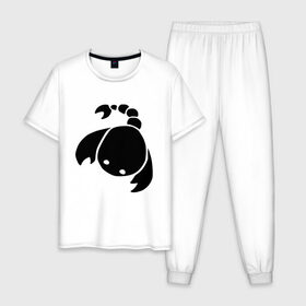 Мужская пижама хлопок с принтом Скорпион в Тюмени, 100% хлопок | брюки и футболка прямого кроя, без карманов, на брюках мягкая резинка на поясе и по низу штанин
 | scorpio | zodiac signs | знаки зодиака | скорпион | чёрный рисунок