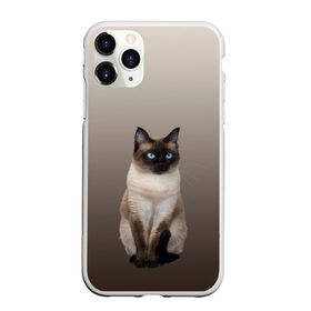 Чехол для iPhone 11 Pro матовый с принтом Сиамский кот голубые глаза в Тюмени, Силикон |  | арт | бежевый | градиент | киса | коричневый | кот | котейка | котенок | котик | котэ | кошка | реализм | сиамец | сиамский