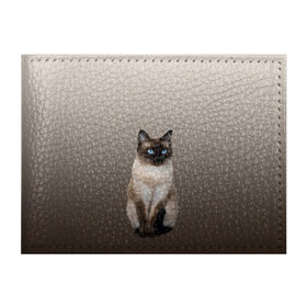 Обложка для студенческого билета с принтом Сиамский кот голубые глаза в Тюмени, натуральная кожа | Размер: 11*8 см; Печать на всей внешней стороне | арт | бежевый | градиент | киса | коричневый | кот | котейка | котенок | котик | котэ | кошка | реализм | сиамец | сиамский