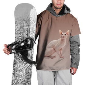 Накидка на куртку 3D с принтом Лысый кот сфинкс в Тюмени, 100% полиэстер |  | арт | бежевый | без шерсти | градиент | домашний питомец | киса | кот | котейка | котенок | котик | котэ | кошка | лысый | реализм | складки кожи | сфинкс | экзотика