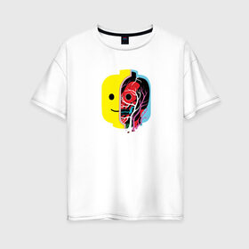 Женская футболка хлопок Oversize с принтом Голова Лего в Тюмени, 100% хлопок | свободный крой, круглый ворот, спущенный рукав, длина до линии бедер
 | lego | smile | x ray | анатомия | голова | доктор | игрушки | лего | лицо | прикольные картинки | улыбка | хирург