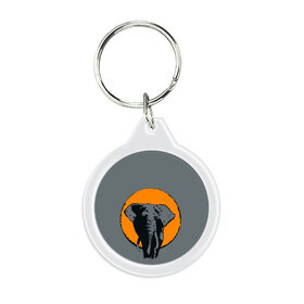 Брелок круглый с принтом Африканский Слон в Тюмени, пластик и полированная сталь | круглая форма, металлическое крепление в виде кольца | африка | графика | дикий мир | животное | персонаж | природа | рисунок | слон