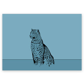 Поздравительная открытка с принтом Леопард в Тюмени, 100% бумага | плотность бумаги 280 г/м2, матовая, на обратной стороне линовка и место для марки
 | африка | большая кошка | графика | дикий мир | животное | кошка | персонаж | природа | рисунок | хищник