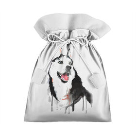Подарочный 3D мешок с принтом Хаски красками в Тюмени, 100% полиэстер | Размер: 29*39 см | dogs | рисунок | собаки | хаски | щенок