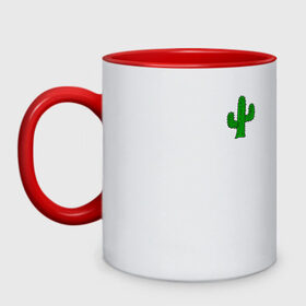 Кружка двухцветная с принтом кактус в Тюмени, керамика | объем — 330 мл, диаметр — 80 мм. Цветная ручка и кайма сверху, в некоторых цветах — вся внутренняя часть | cactus | кактус | кактусы | растения | цветы