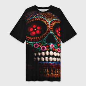 Платье-футболка 3D с принтом Skull в Тюмени,  |  | бижутерия | день мёртвых. | череп