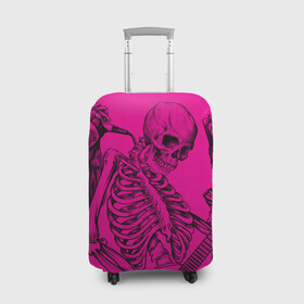Чехол для чемодана 3D с принтом Skeleton,zandieh в Тюмени, 86% полиэфир, 14% спандекс | двустороннее нанесение принта, прорези для ручек и колес | bag | boock | boy | crazy | danger | flower | girl | lion | net | notepad | pencil | skeleton | skull | ticher