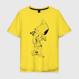 Мужская футболка хлопок Oversize с принтом LITTLE NIGHTMARES в Тюмени, 100% хлопок | свободный крой, круглый ворот, “спинка” длиннее передней части | Тематика изображения на принте: little nightmares | little nightmares 2 | six | игры | комиксы | шестая