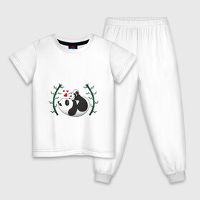 Детская пижама хлопок с принтом Мама панда с малышом в Тюмени, 100% хлопок |  брюки и футболка прямого кроя, без карманов, на брюках мягкая резинка на поясе и по низу штанин
 | baby | mom | panda | бамбук | малыш | мама | панда | ребенок
