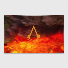 Флаг-баннер с принтом Assassin’s Creed в Тюмени, 100% полиэстер | размер 67 х 109 см, плотность ткани — 95 г/м2; по краям флага есть четыре люверса для крепления | creed | game | origins | syndicate | альтаир | ассасин