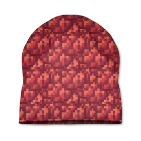 Шапка 3D с принтом красный краситель в Тюмени, 100% полиэстер | универсальный размер, печать по всей поверхности изделия | Тематика изображения на принте: бардовый | краситель | красный | майнкрафт | пиксель