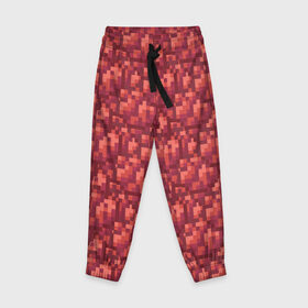 Детские брюки 3D с принтом красный краситель в Тюмени, 100% полиэстер | манжеты по низу, эластичный пояс регулируется шнурком, по бокам два кармана без застежек, внутренняя часть кармана из мелкой сетки | бардовый | краситель | красный | майнкрафт | пиксель