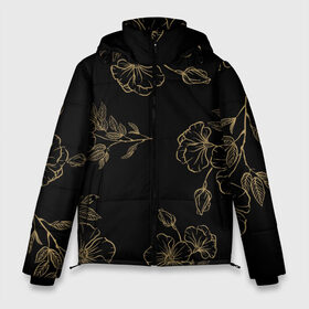 Мужская зимняя куртка 3D с принтом Весенняя ночь в Тюмени, верх — 100% полиэстер; подкладка — 100% полиэстер; утеплитель — 100% полиэстер | длина ниже бедра, свободный силуэт Оверсайз. Есть воротник-стойка, отстегивающийся капюшон и ветрозащитная планка. 

Боковые карманы с листочкой на кнопках и внутренний карман на молнии. | Тематика изображения на принте: art | casual | арт | весна | искусство | лепестки | лепесток | минимализм | ночь | стиль | темнота | цветы