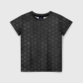 Детская футболка 3D с принтом ГРАНЖ СОТЫ в Тюмени, 100% гипоаллергенный полиэфир | прямой крой, круглый вырез горловины, длина до линии бедер, чуть спущенное плечо, ткань немного тянется | tegunvteg | гранж | ромбы | соты | сталь | стальная броня | текстура