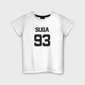 Детская футболка хлопок с принтом BTS - Suga 93 в Тюмени, 100% хлопок | круглый вырез горловины, полуприлегающий силуэт, длина до линии бедер | agust | agust d | boysband | bts | k pop | korea | korean | music | suga | suga 93 | бтс | к поп | кей поп | корейская | корейский | корея | кпоп | музыка | суга | шуга | шуга 93