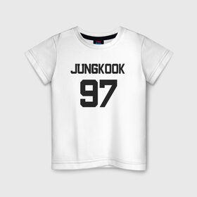 Детская футболка хлопок с принтом BTS - Jungkook 97 в Тюмени, 100% хлопок | круглый вырез горловины, полуприлегающий силуэт, длина до линии бедер | boysband | bts | jungkook | jungkook 97 | k pop | korea | korean | music | бтс | джонгук | к поп | кей поп | корейская | корейский | корея | кпоп | музыка | чонгук
