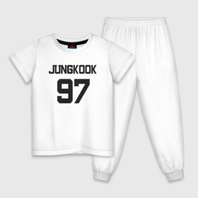 Детская пижама хлопок с принтом BTS - Jungkook 97 в Тюмени, 100% хлопок |  брюки и футболка прямого кроя, без карманов, на брюках мягкая резинка на поясе и по низу штанин
 | boysband | bts | jungkook | jungkook 97 | k pop | korea | korean | music | бтс | джонгук | к поп | кей поп | корейская | корейский | корея | кпоп | музыка | чонгук