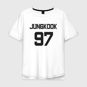 Мужская футболка хлопок Oversize с принтом BTS - Jungkook 97 в Тюмени, 100% хлопок | свободный крой, круглый ворот, “спинка” длиннее передней части | boysband | bts | jungkook | jungkook 97 | k pop | korea | korean | music | бтс | джонгук | к поп | кей поп | корейская | корейский | корея | кпоп | музыка | чонгук