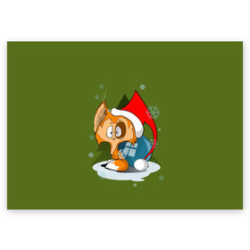 Поздравительная открытка с принтом Маленький Котик Дед Мороз в Тюмени, 100% бумага | плотность бумаги 280 г/м2, матовая, на обратной стороне линовка и место для марки
 | графика | ёлка | ёлочная игрушка | животное | котик | новый год | персонаж | природа | рисунок