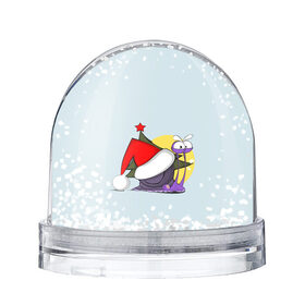 Снежный шар с принтом Улиточка Дед Мороз в Тюмени, Пластик | Изображение внутри шара печатается на глянцевой фотобумаге с двух сторон | графика | ёлка | животное | колпак | новый год | персонаж | природа | рисунок | улитка