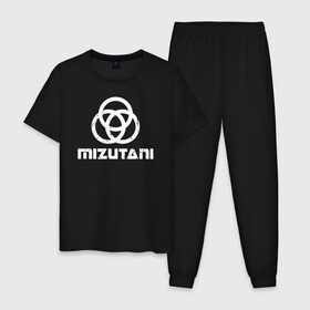 Мужская пижама хлопок с принтом MIZUTANI Cyberpunk 2077 в Тюмени, 100% хлопок | брюки и футболка прямого кроя, без карманов, на брюках мягкая резинка на поясе и по низу штанин
 | Тематика изображения на принте: cyberpunk 2077 | hacker | maelstrom | militech | quadra | samurai | sci fi | technology | trauma team | v | будущее | игра | иероглифы | киану ривз | кибер | киберпанк | киборг | киборги | корпорация | лого | милитек | панк | роботы | самурай | т