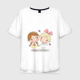 Мужская футболка хлопок Oversize с принтом Девочка в Тюмени, 100% хлопок | свободный крой, круглый ворот, “спинка” длиннее передней части | беззаботное детство | игры | любовь