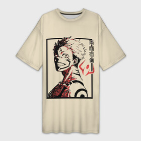 Платье-футболка 3D с принтом Cукуна в Тюмени,  |  | fushiguro | gojo | itadori | jujutsu | kaisen | kugisaki | megumi | nobaru | satoru | sukuna | yuji | битва | гето | годжо | дзюго | итадори | кенто | кугисаки | магическая | махито | мегуми | нанами | нобара | пальцы | сатору | сугуру | сукуна
