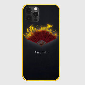 Чехол для iPhone 12 Pro Max с принтом Light your fire в Тюмени, Силикон |  | Тематика изображения на принте: веер | желтый | зажги свой огонь | огонь | темный фон