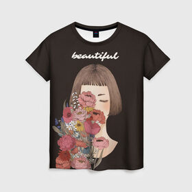 Женская футболка 3D с принтом Beautiful в Тюмени, 100% полиэфир ( синтетическое хлопкоподобное полотно) | прямой крой, круглый вырез горловины, длина до линии бедер | 8 марта | лучшая в мире | мама | подарок | подарок женщине | подарок любимым | подарок на 8 марта | самая лучшая  в мире | семья