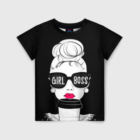 Детская футболка 3D с принтом Girl Boss в Тюмени, 100% гипоаллергенный полиэфир | прямой крой, круглый вырез горловины, длина до линии бедер, чуть спущенное плечо, ткань немного тянется | Тематика изображения на принте: 8 марта | лучшая в мире | мама | подарок | подарок женщине | подарок любимым | подарок на 8 марта | самая лучшая  в мире | семья